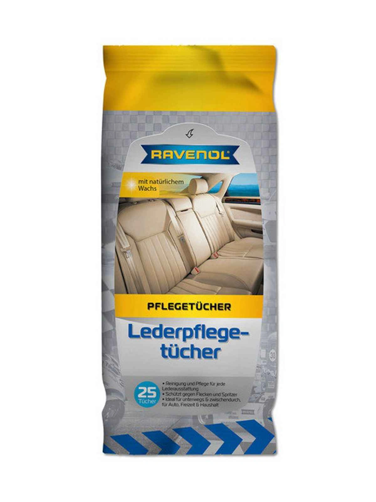 Влажные салфетки для ухода за кожаным салоном автомобиля RAVENOL Lederpflegetücher